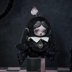 POP MART SKULLPANDA × Wednesday Plush Keychain（Classic Dress Version）