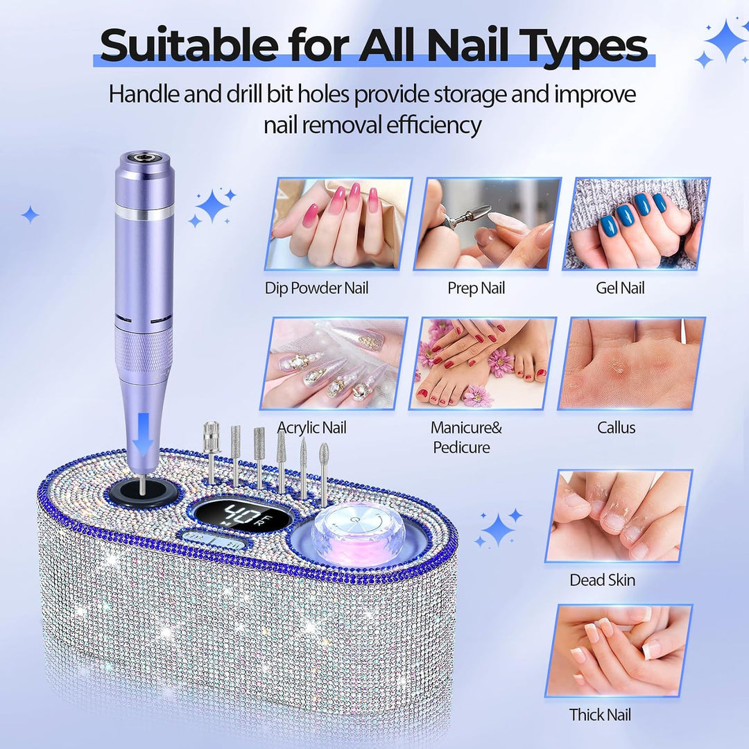 JOSGLOI Taladro de uñas eléctrico profesional: Kit de lima de uñas...