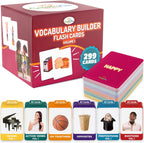 299 tarjetas flash de construcción de vocabulario, tarjetas de fotos educativas para el hogar, materiales de terapia del habla, materiales de enseñanza de ESL incluye emociones, elementos que van