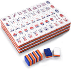 Juego de 160 azulejos de Mahjong americanos solamente, azulejos patrióticos de acrílico de 4 capas de Estados Unidos – Diseño patentado I+D hecho a medida para viajes de juego en casa (sin