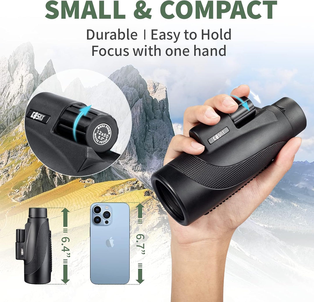 Gosky Titan - Telescopio monocular 12X50 con soporte para