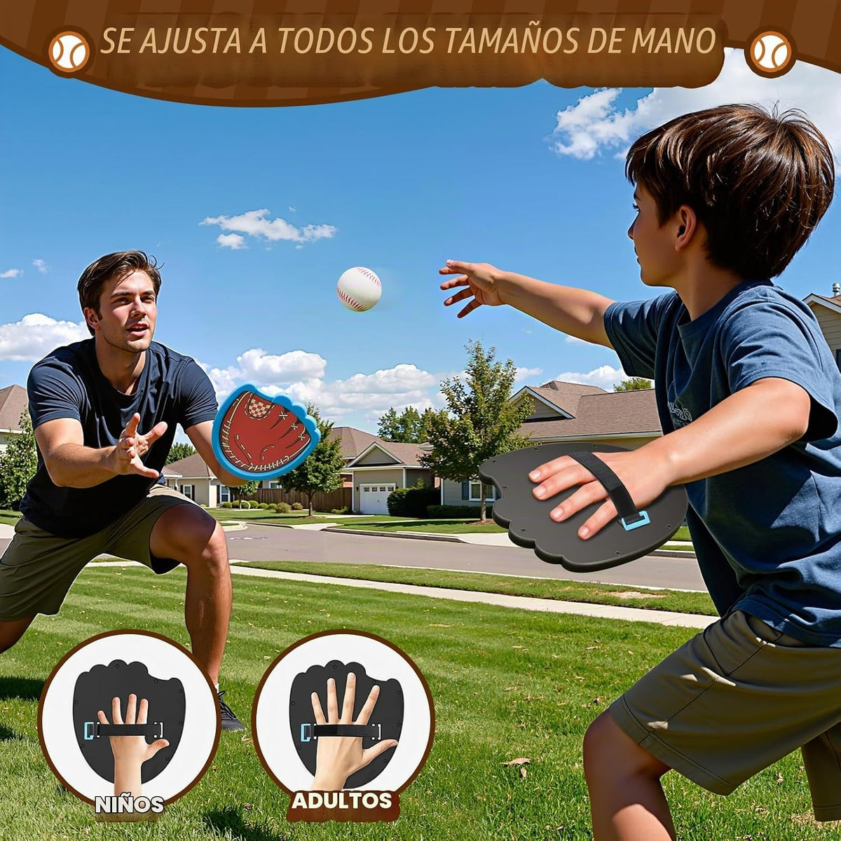 Juego de lanzamiento y atrapada para niños, paquete de 4 guantes de béisbol