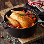 STAUB - Horno holandés de hierro fundido de 5.5 cuartos de galón, redondo, fabricado en Francia, sirve 5-6, negro mate