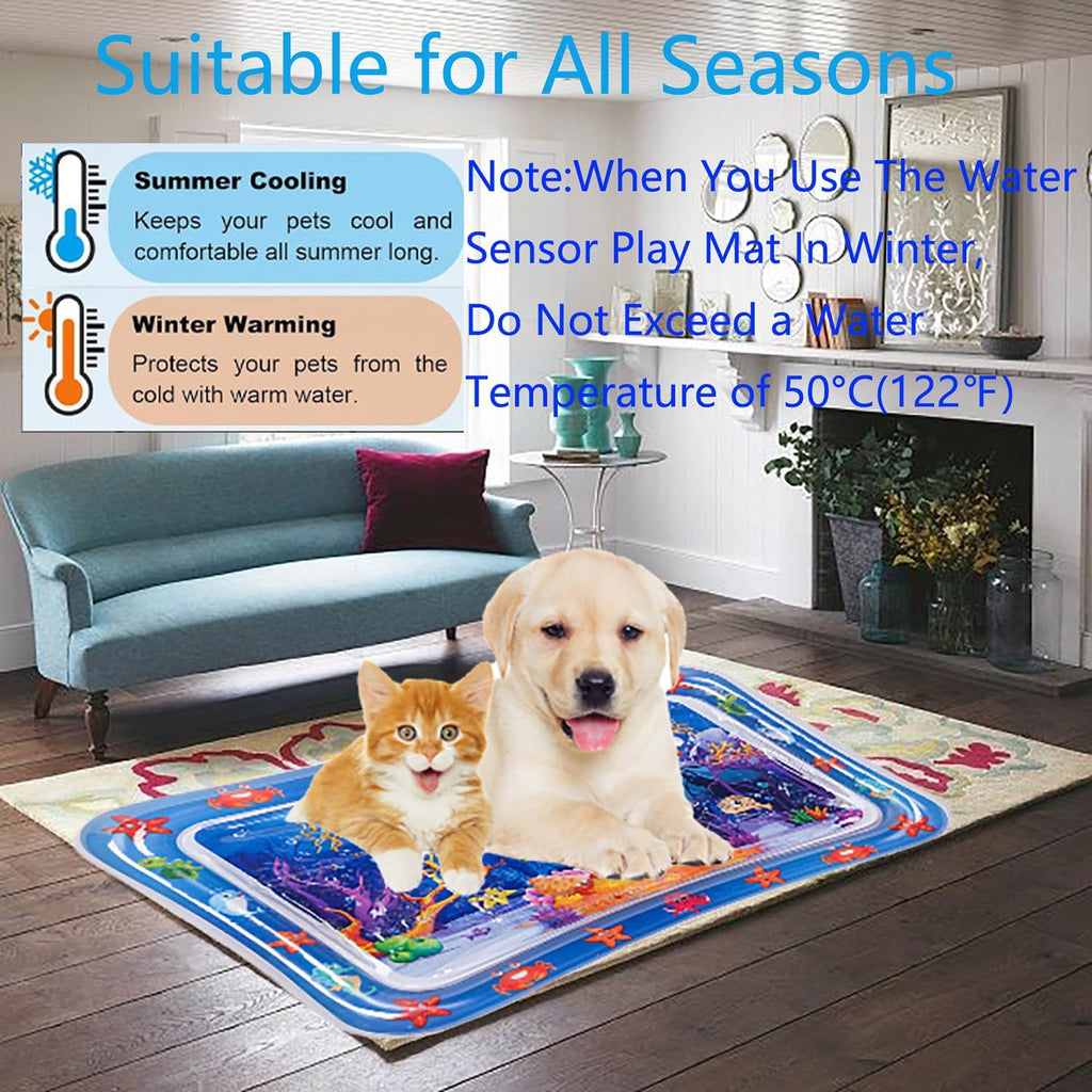 2 alfombrillas de agua para gatos mejoradas, juguete interactivo para gatos de interior para hacer ejercicio, cazar, matar, antiarañazos, a prueba de fugas, plegable, sensorial