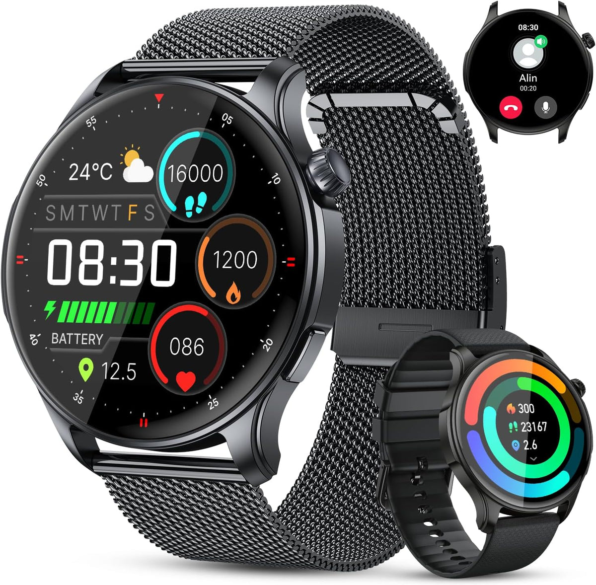 Reloj inteligente para hombres y mujeres Fitness: hacer respuesta llamada, correr, relojes digitales para hombre, resistente al agua, reloj inteligente, teléfono Android, iPhone, Samsung, compatible