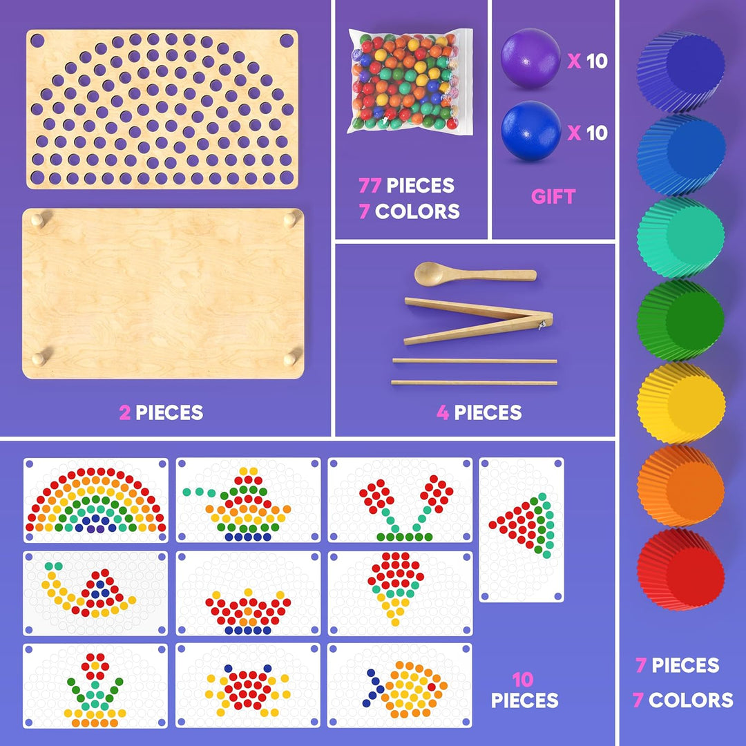 PRO100HOME - Juguetes Montessori de aprendizaje de madera para niño...