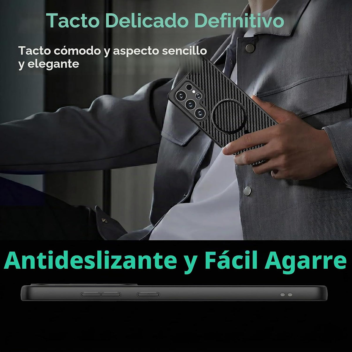 ONES Funda magnética para Galaxy S25 Ultra, [compatible con MagSafe] [protección contra caídas de grado militar] patrón de fibra de carbono, a prueba de golpes, carcasa rígida para Galaxy S25 Ultra