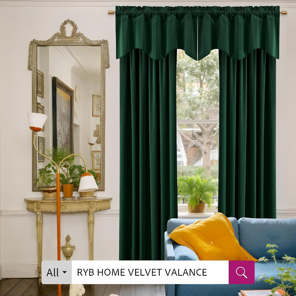RYB HOME Cortinas opacas de terciopelo verde de 84 pulgadas para dormitorio