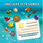 MindWare Dig It Up Discoveries - Cofre del tesoro misterioso pirata para niños, proyecto gigante de descubrimiento para niños - Excava 13 tesoros - Incluye una excavación adicional, 2 cinceles y 1