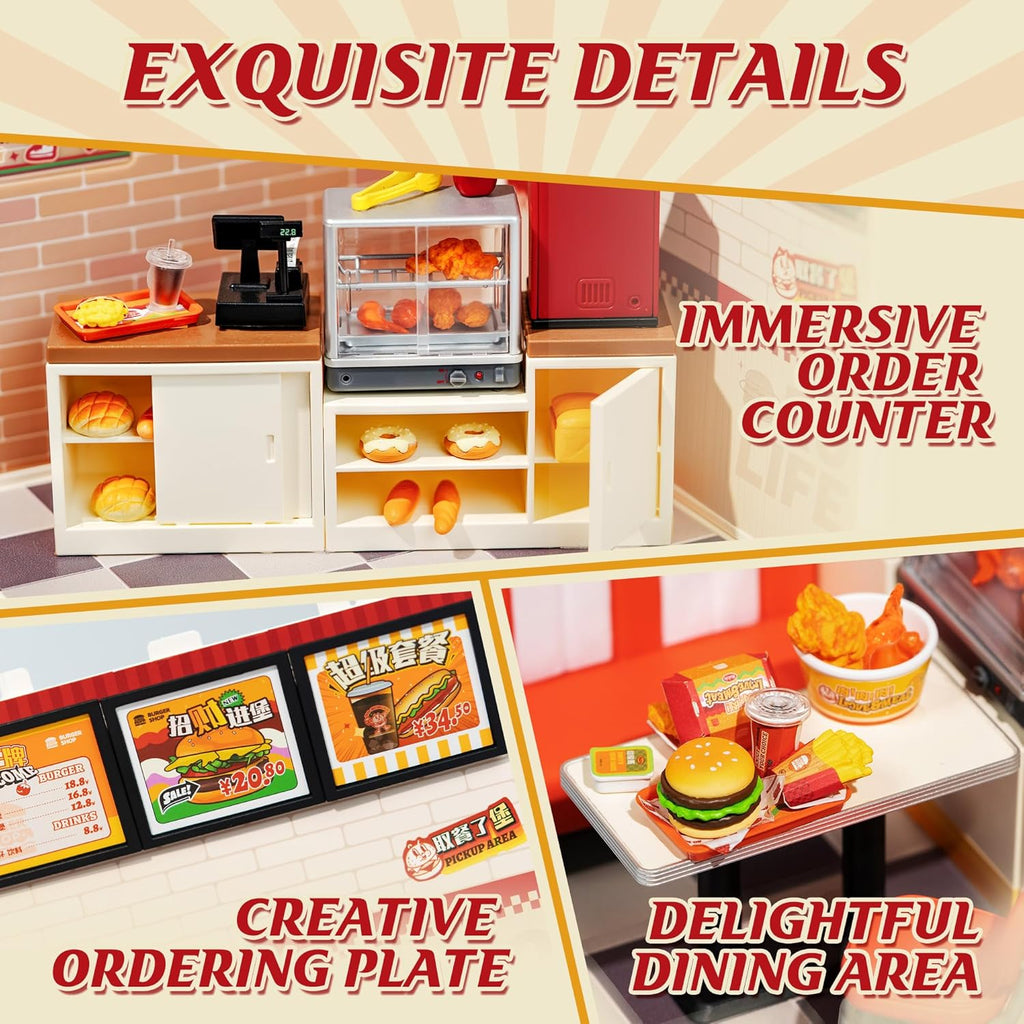 Rolife Juego de juguetes de construcción de casas de plástico en miniatura con LED, adecuado para mini figuras, juguetes de construcción, kit de diorama, regalos para adolescentes y adultos
