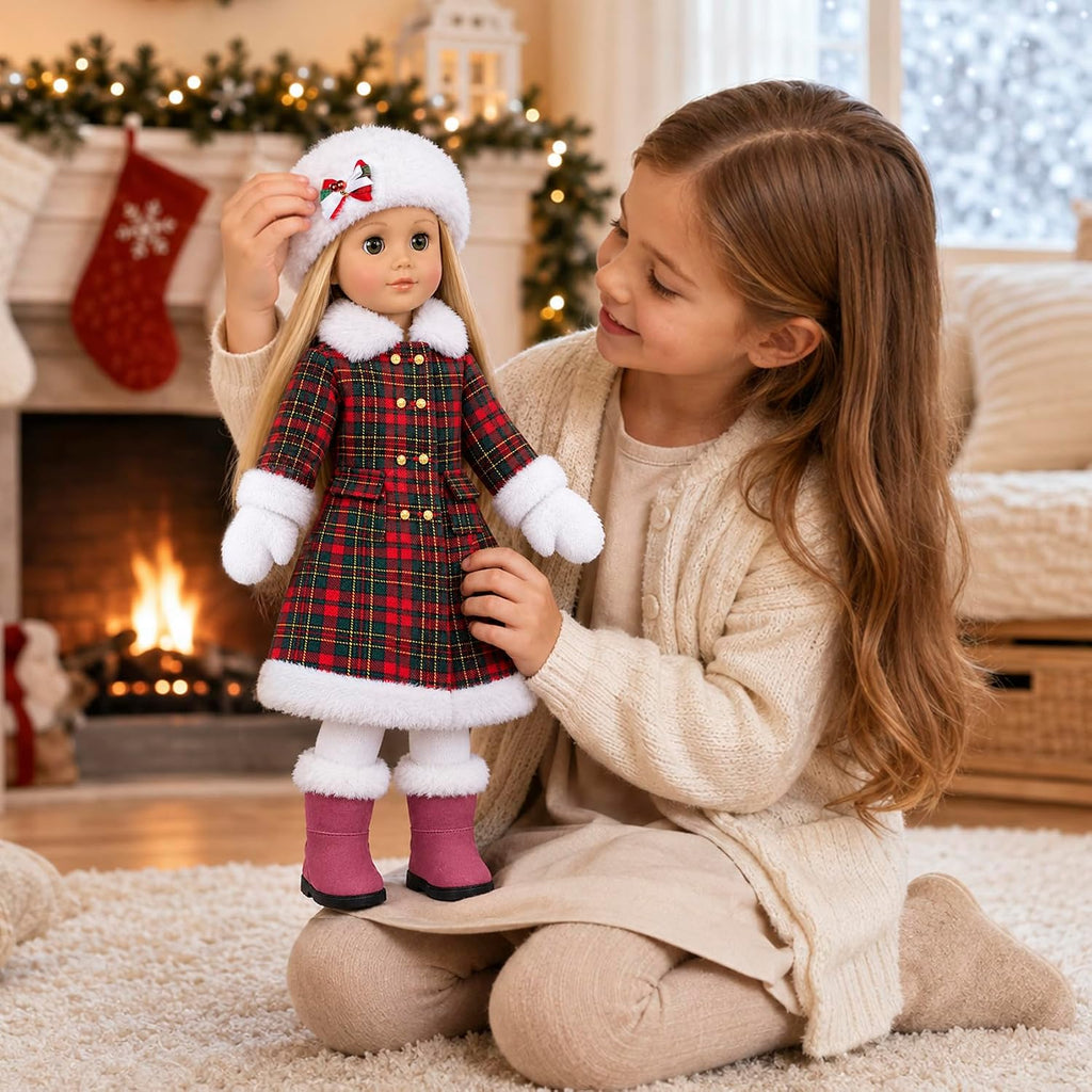 Set de Ropa y Accesorios para Muñeca Americana de 18 Pulgadas, 7 Piezas, Navidad