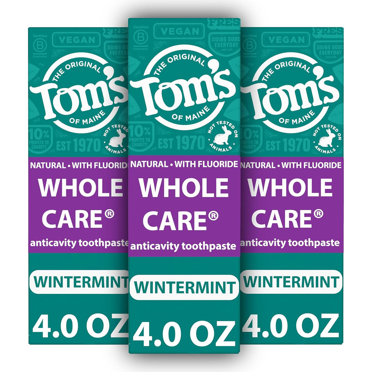 Tom's of Maine Whole Care Pasta de dientes natural con flúor, W...