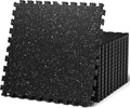 AIRHOP 0.79 pulgadas de espesor 48 pies cuadrados de alfombrillas para equipos de ejercicio, 12 losetas de goma mejoradas con espuma EVA de alta densidad, gran piso entrelazado tipo rompecabezas para