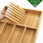 VaeFae Organizador de cajones de cubiertos de bambú, 5 ranuras, natural