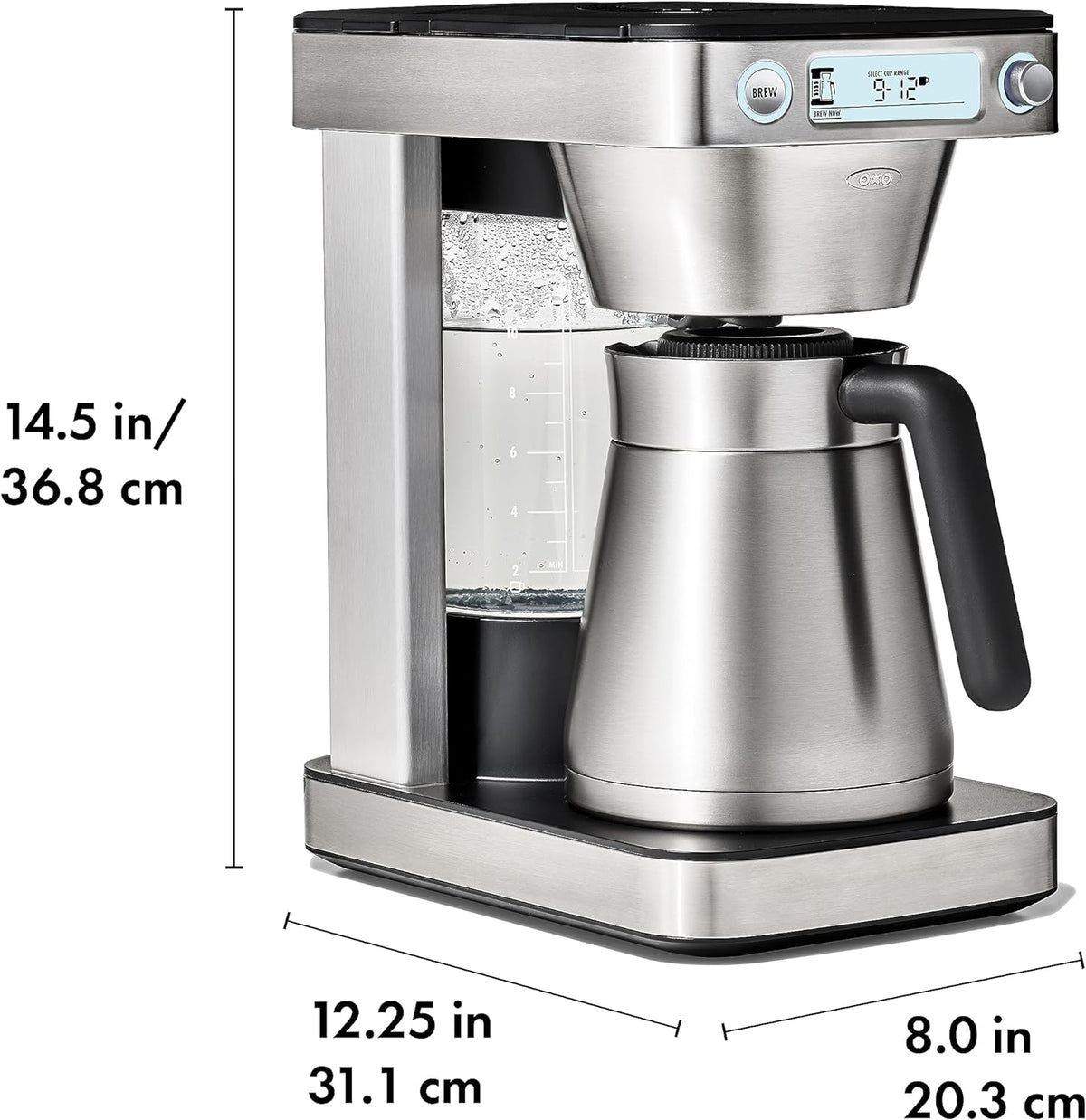 Cafetera de café OXO Brew de 12 tazas con función de porción única sin cápsula, plateada