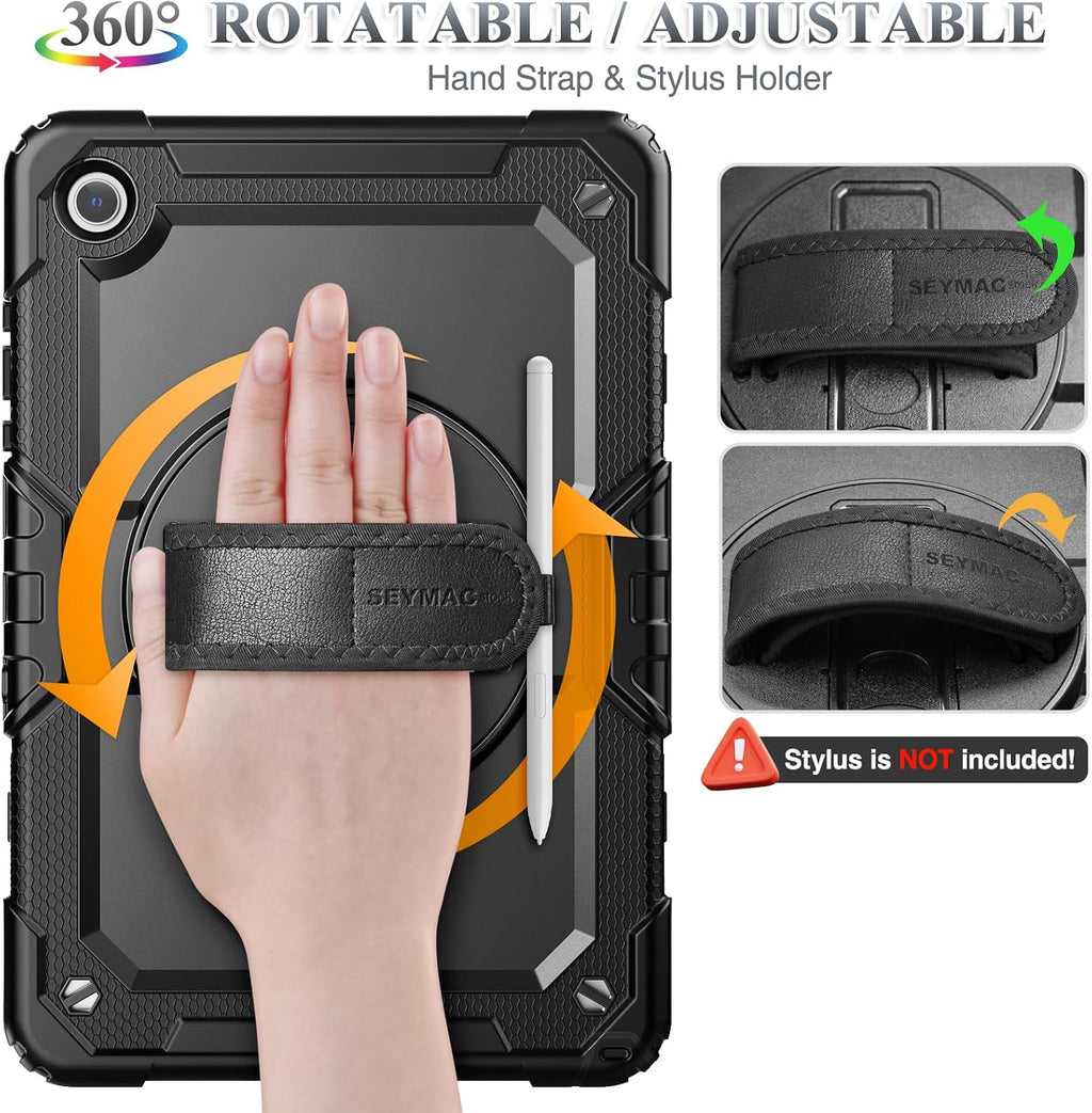 SEYMAC stock Funda para Samsung Galaxy Tab A11+ Plus/A9+ Plus de 11 pulgadas, funda de protección contra caídas de cuerpo completo con protector de pantalla portalápices [correa de mano giratoria de