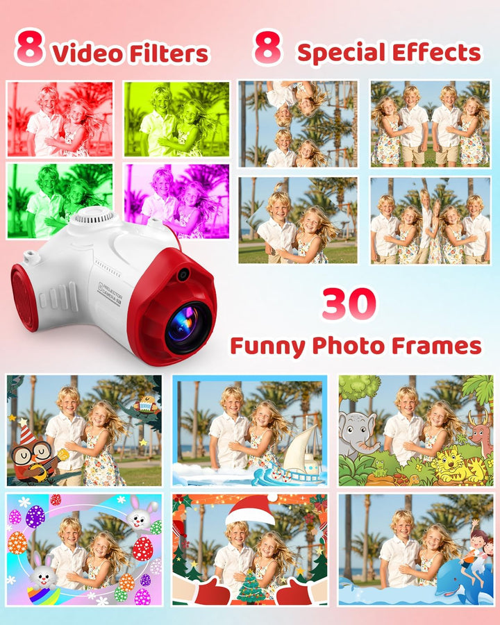 Cámara para niños con proyector, videocámara de video digital 1080P...