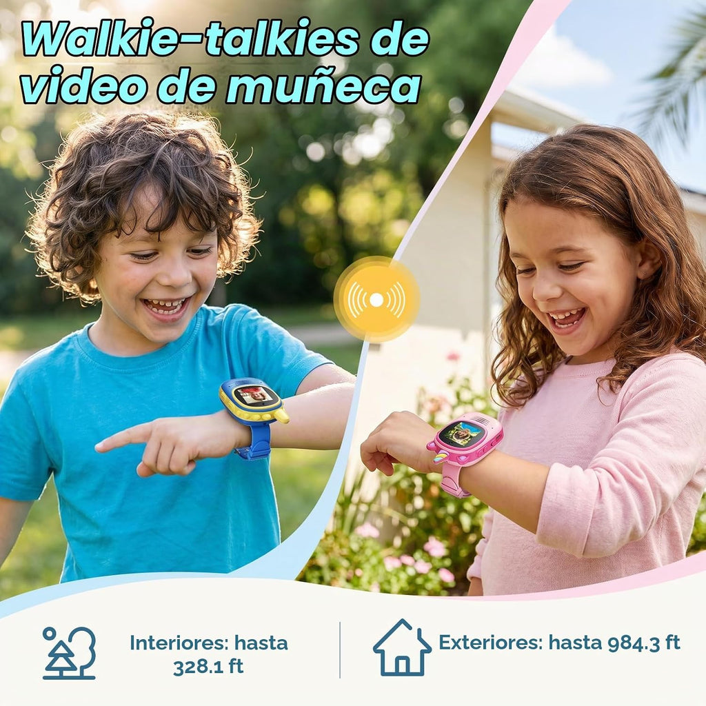 Walkie Talkies de video para niños, paquete de 2 con diseño desgastado en