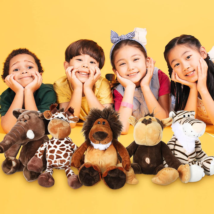 Zhanmai Juego de 6 peluches de safari de peluche de selva para niño...