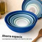 Zulay Kitchen Juego de 12 tazones de plástico para mezclar con tapas, a prueba de fugas, aptos para microondas y congelador, apilables, para preparar, servir y almacenar, cuencos grandes antideslizantes (azul degradado)