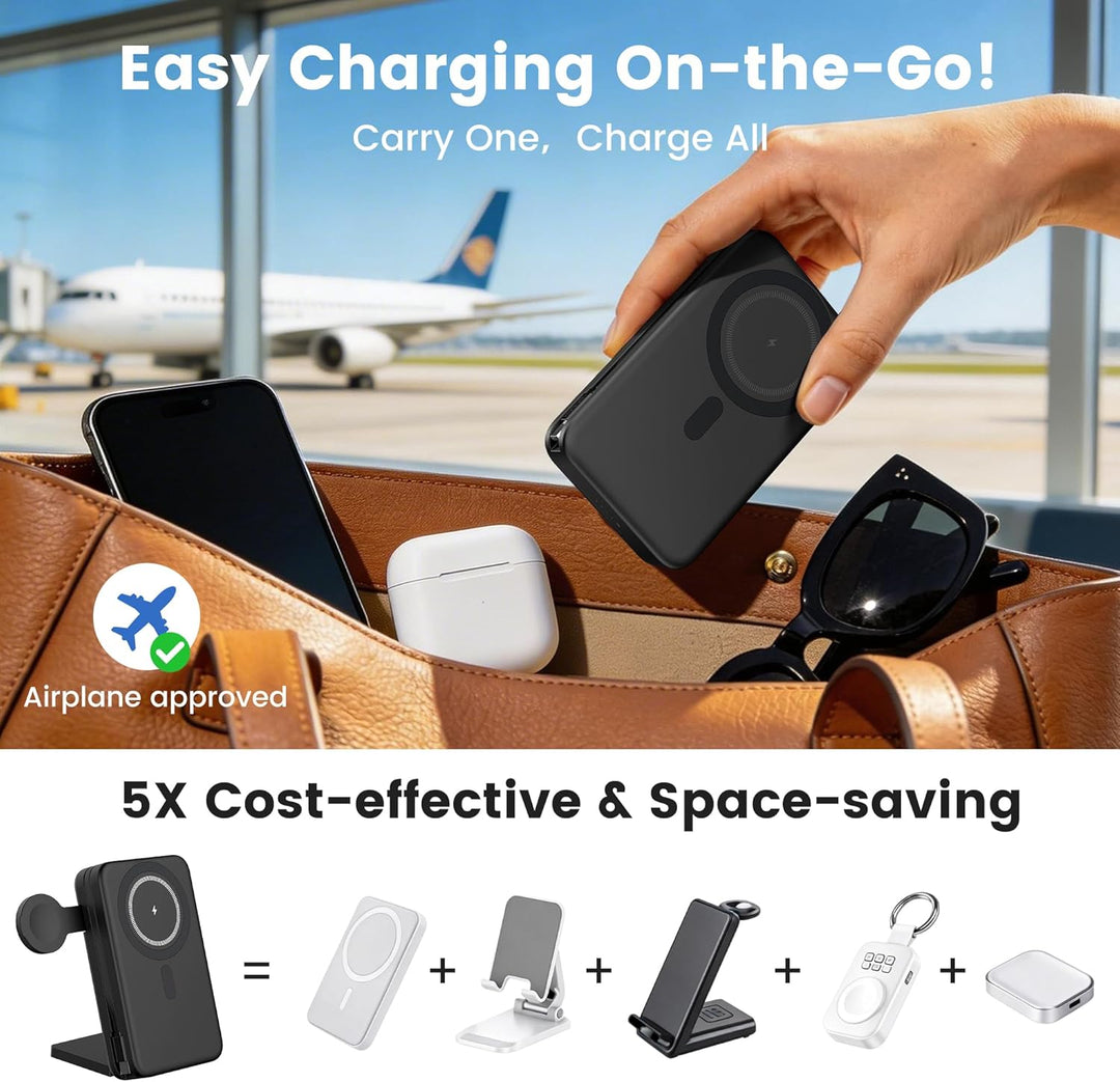 FELIZUPER Cargador portátil 5 en 1, banco de energía plegable de 10...
