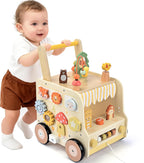 Wooden Activity Cube Push Walker, Wooden Baby Walker, Montessori Toys para Babies 10-12 Months 1 2 3 Years Old Boys & Girls, Help Learning a Walk & Sit-a-Stand