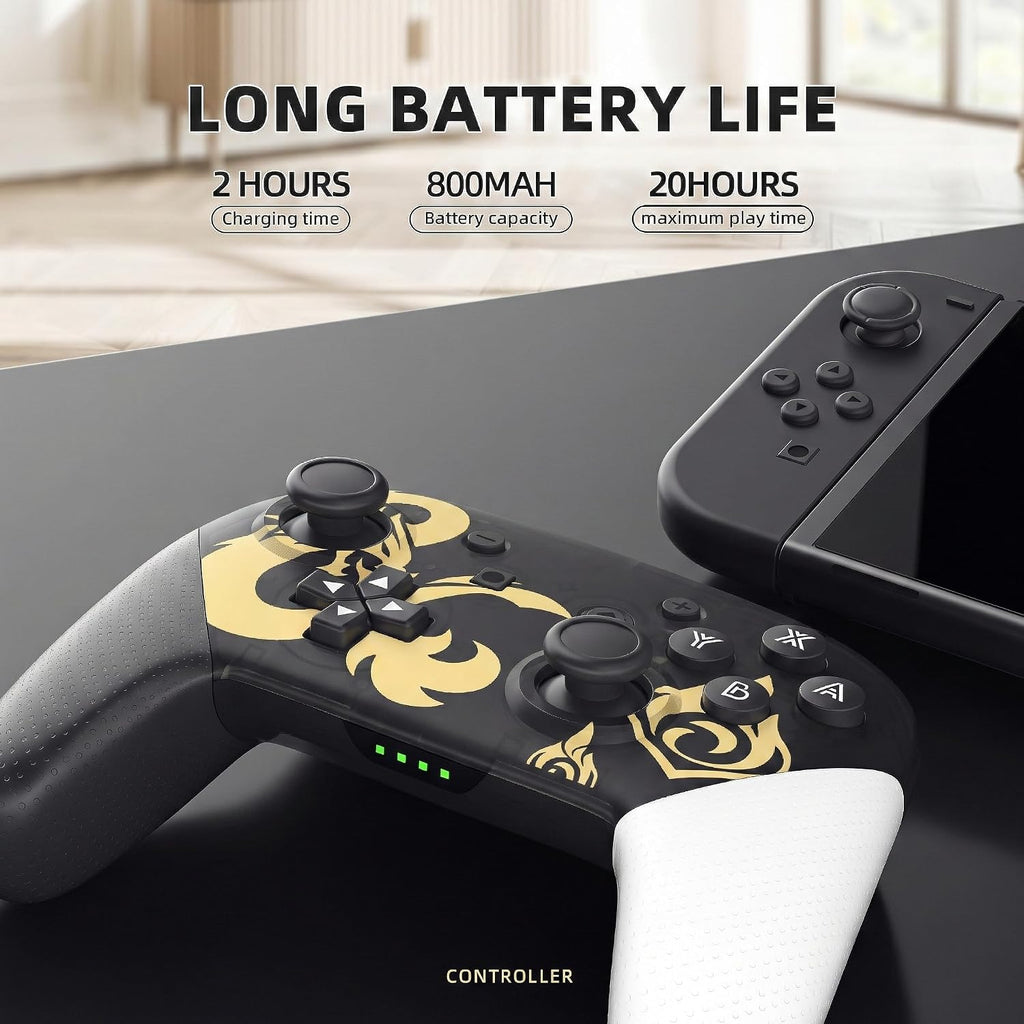 Controladores Inalámbricos de Switch con Estuche de Transporte, Compatibles con Switch/OLED/Lite/PC - Doble Motor de Vibración, Sensor de Giro, Switch Pro Controller con Activación/Despertar, Captura de Pantalla, NFC, Función Turbo - Negro