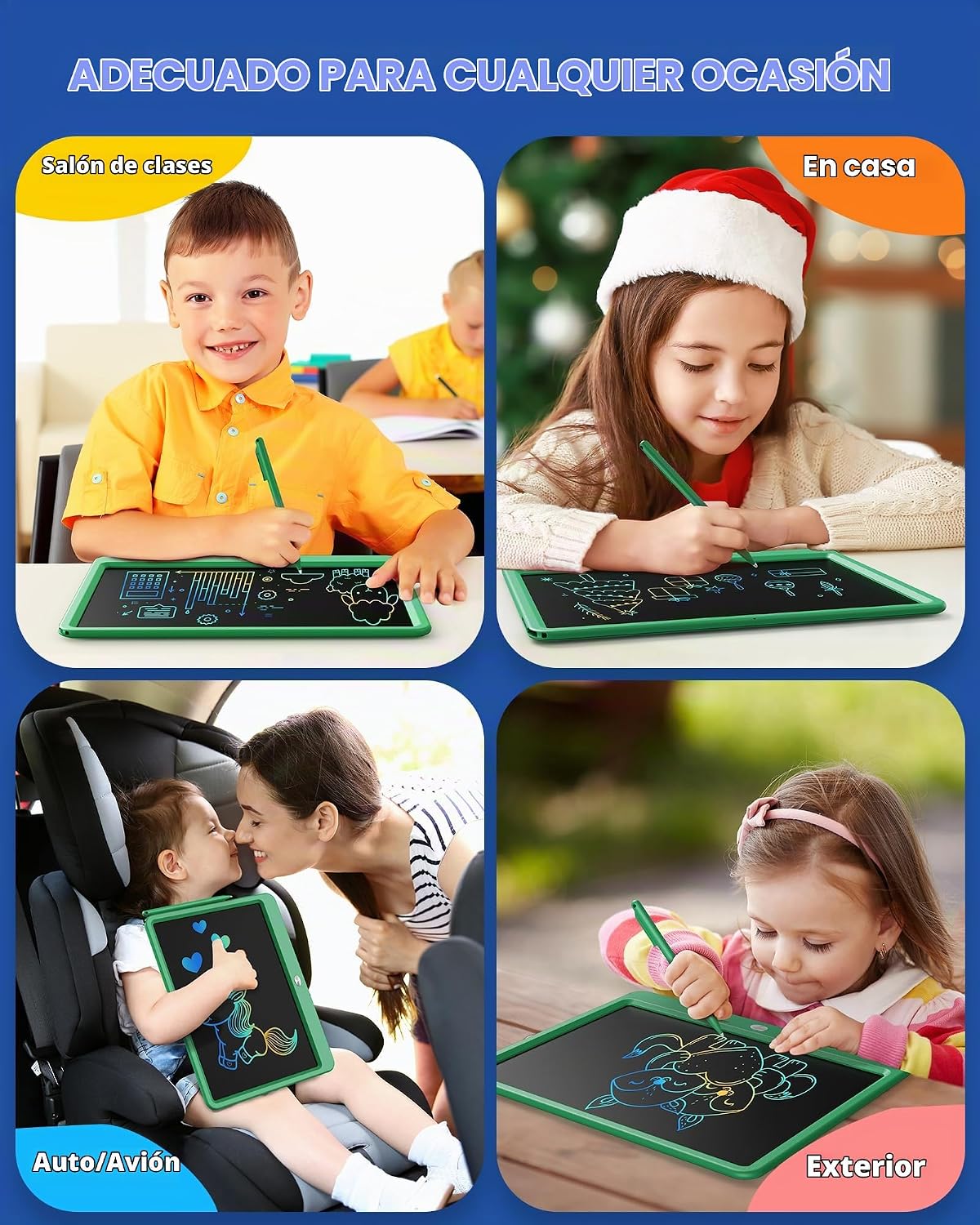 Tableta de escritura LCD de 12 pulgadas para niños de 3 años - Almohadilla de dibujo electrónica y tablero de garabatos como regalos educativos de cumpleaños para niñas y niños (verde)