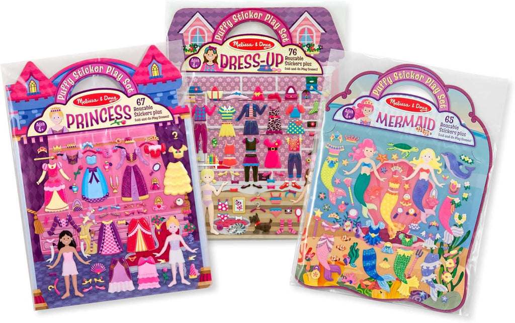 Melissa & Doug Princesa Puffy, juego de adhesivos, Combo de calcomanías infladas
