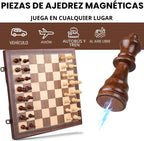 AMEROUS - Juego de ajedrez magnético de madera de 15 pulgadas para adultos y niños - con tablero plegable, paquete de regalo, ranuras de almacenamiento para piezas, piezas hechas a mano, juego de mesa