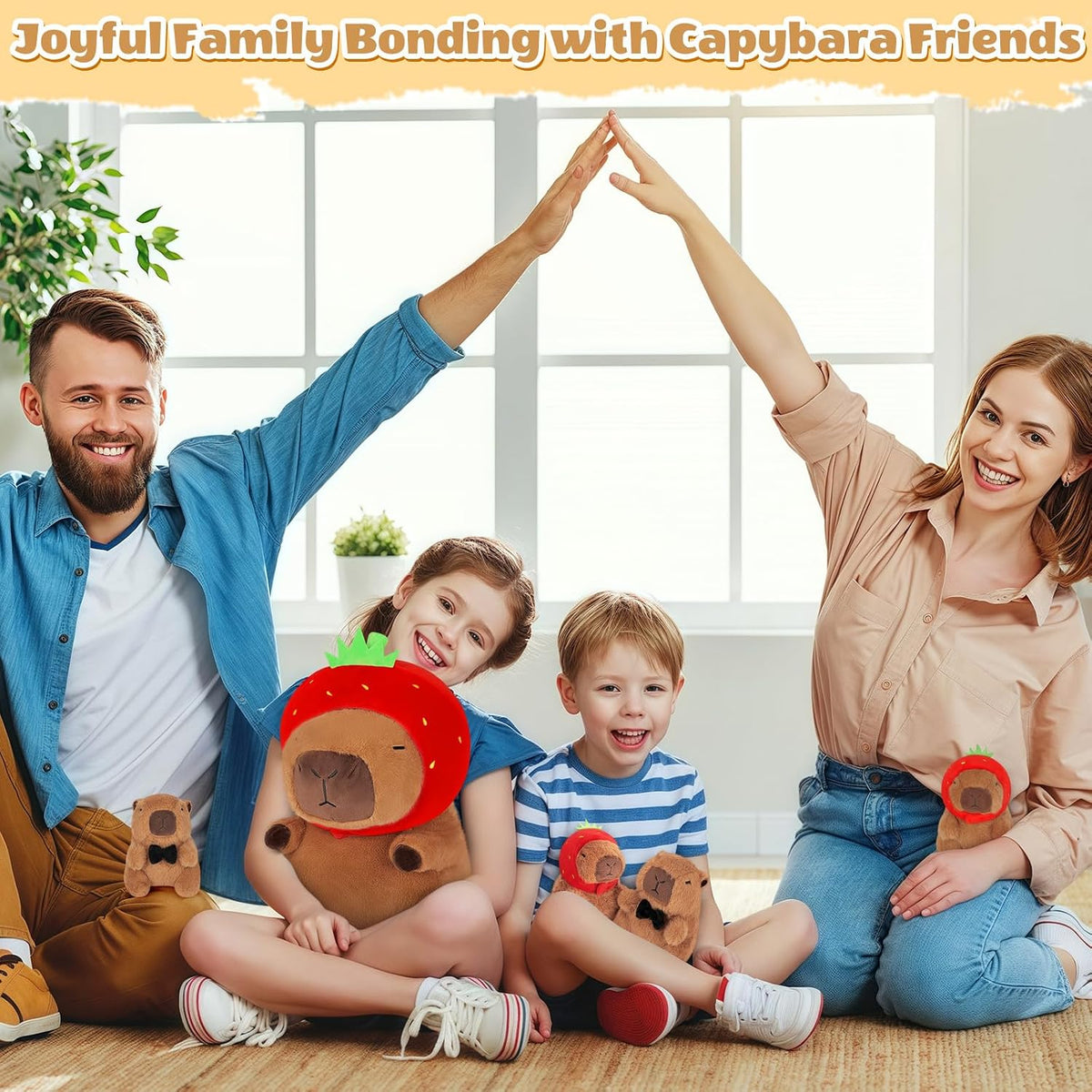 Achwishap 5 piezas de peluche Capybara de 18 pulgadas, Familia de fuentes Brown Cmmcapybara