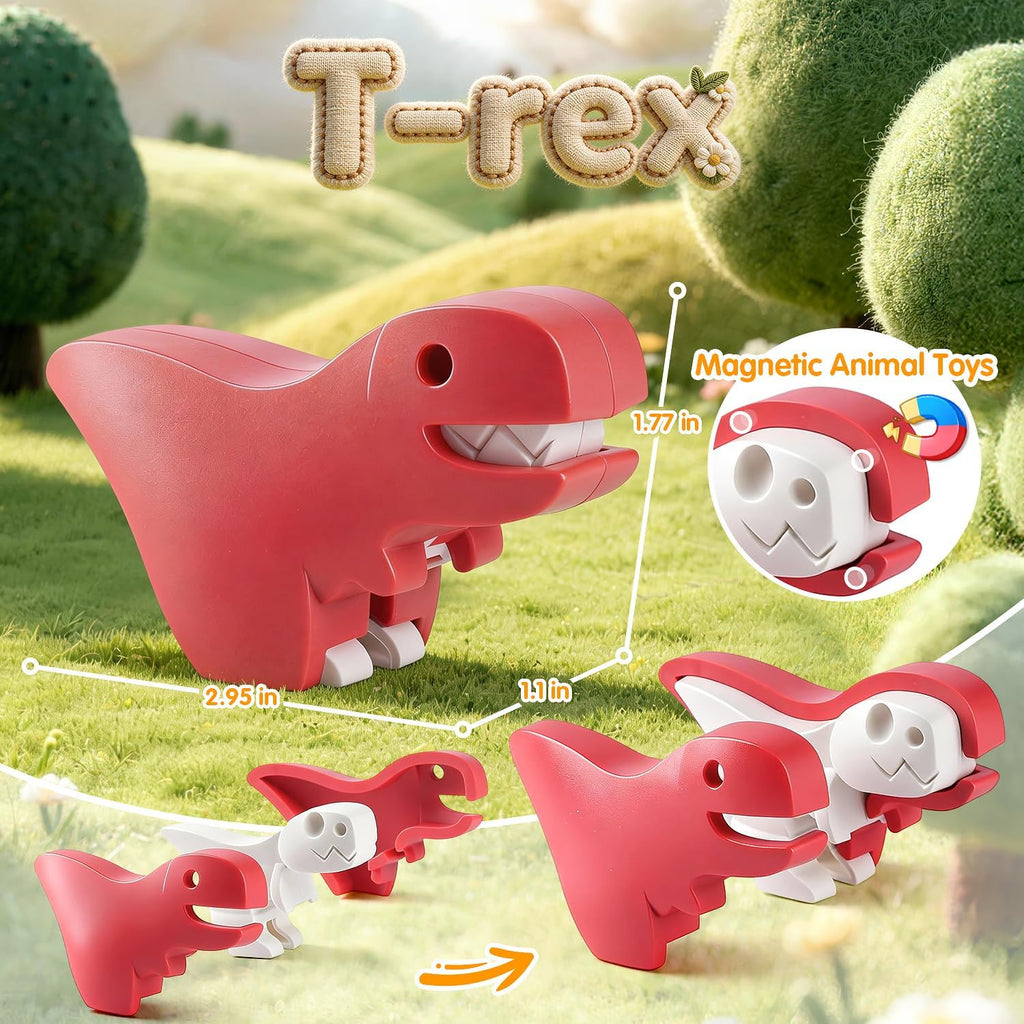 Juguetes magnéticos 3D de animales para niños de 3 a 5 años, rompecabezas de animales magnéticos para niños pequeños con dinosaurios, juguetes educativos Montessori de aprendizaje, regalos