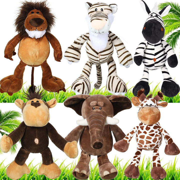 Zhanmai Juego de 6 peluches de safari de peluche de selva para niño...