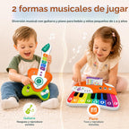 Juguete de guitarra para niños pequeños, guitarra táctil 2 en 1 y piano