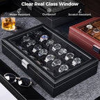 ProCase Caja de reloj para hombre, vitrina de 24 ranuras con tapa de vidrio