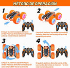 Auto de control remoto, auto eléctrico de carreras y acrobacias de 2.4GHz, rotación giratoria de 360° de doble cara, faros LED RC 4WD de alta velocidad todoterreno, regalo para niños de 3, 4, 5, 6, 7