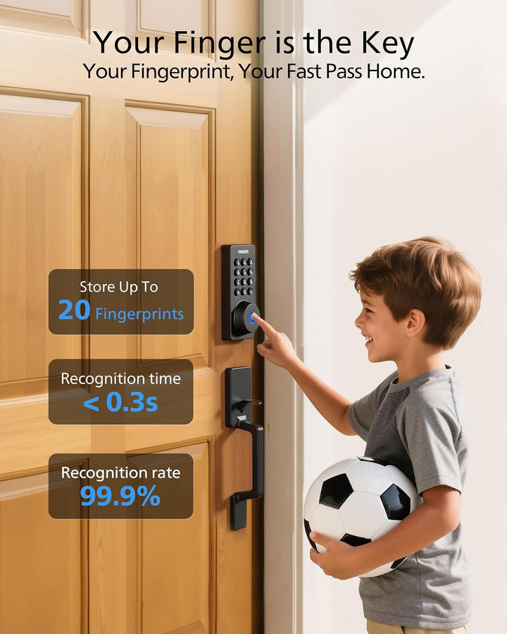 Cerradura inteligente Wi-Fi Philips con cerrojo de puerta y manija,...