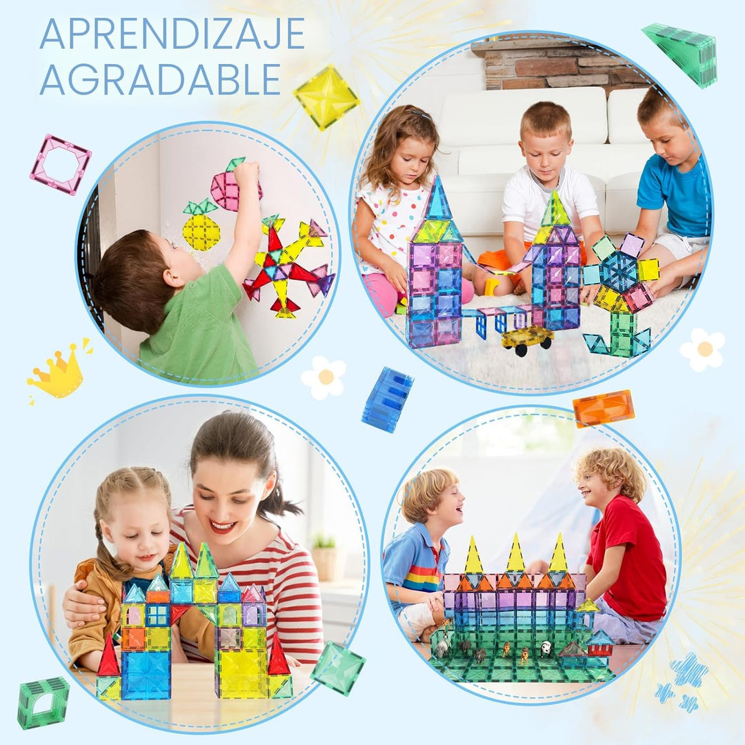 Paaxido Azulejos magnéticos, juego de 100 bloques magnéticos, bloqu...