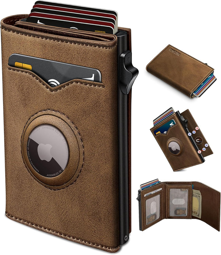 Cartera miyozi Airtag para hombre, con bolsillo para efectivo, 2 ve...
