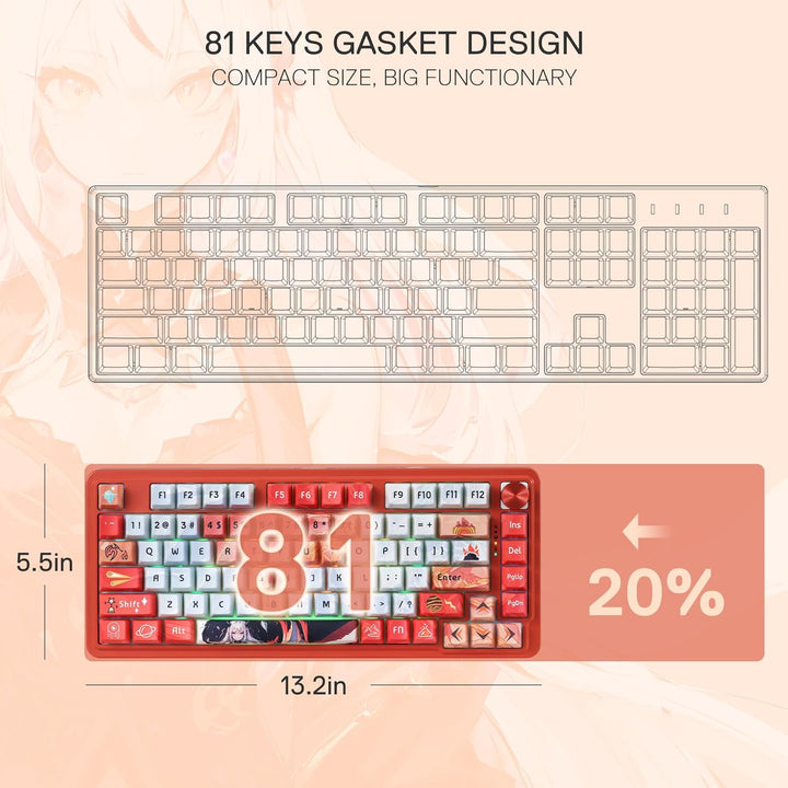 Redragon K673 PRO SE 75% 81 teclas teclado inalámbrico con junta RG...
