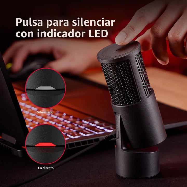 HyperX SoloCast 2 - Micrófono condensador USB para juegos para PC,...