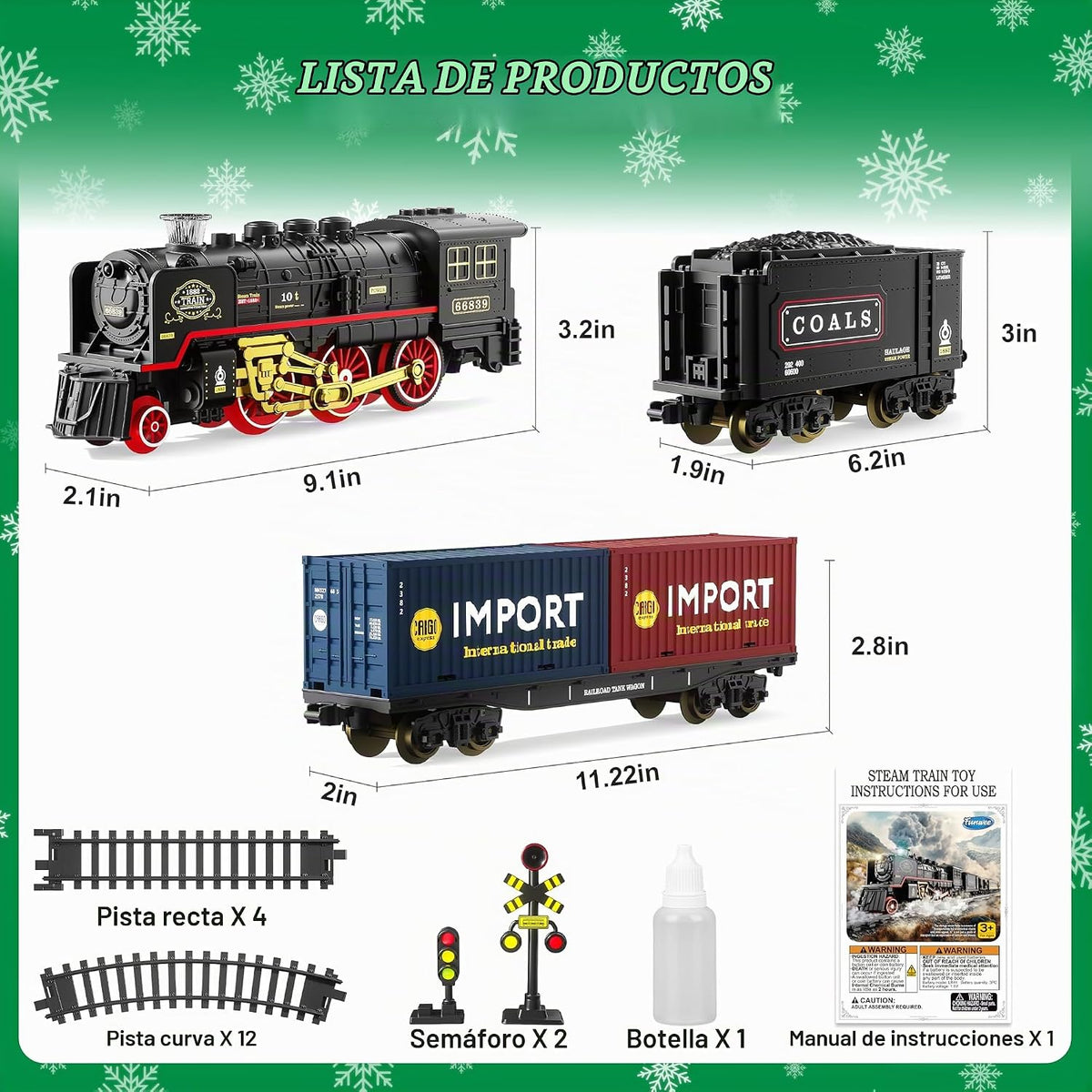 Funwee Juego de tren con humo, luces y sonido para debajo del árbol de