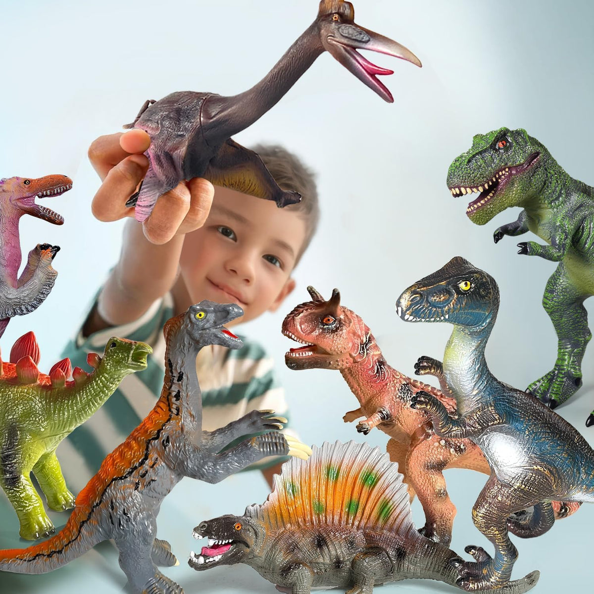 Gzsbaby 8 juguetes de dinosaurio jumbo para niños pequeños de 3 a 5 a 7 años, recuerdos perfectos de fiesta de dinosaurios, regalos de cumpleaños