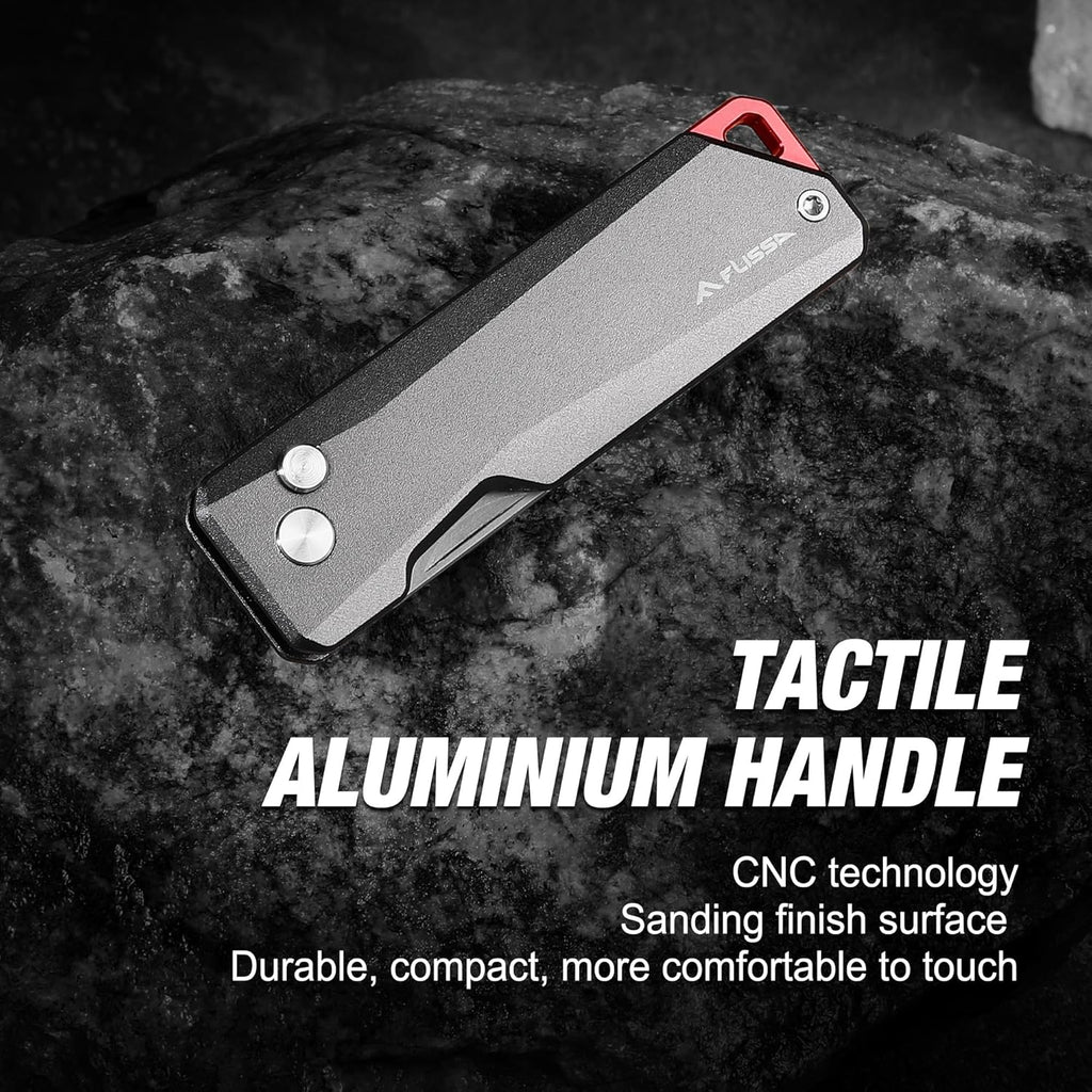 FLISSA Cuchillo Utilitario Avanzado de Titanio, CNC de Cuerpo Único, Cortador de Caja Plegable de Metal Ligero, Cuchillo de Afeitar de Cambio Rápido de Cuchillas, Regalos Ideales para Hombres y