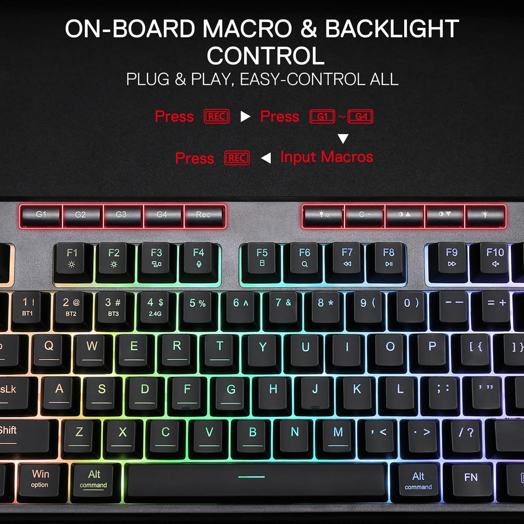 Redragon K516 PRO Shiva TKL RGB Teclado inalámbrico de membrana par...