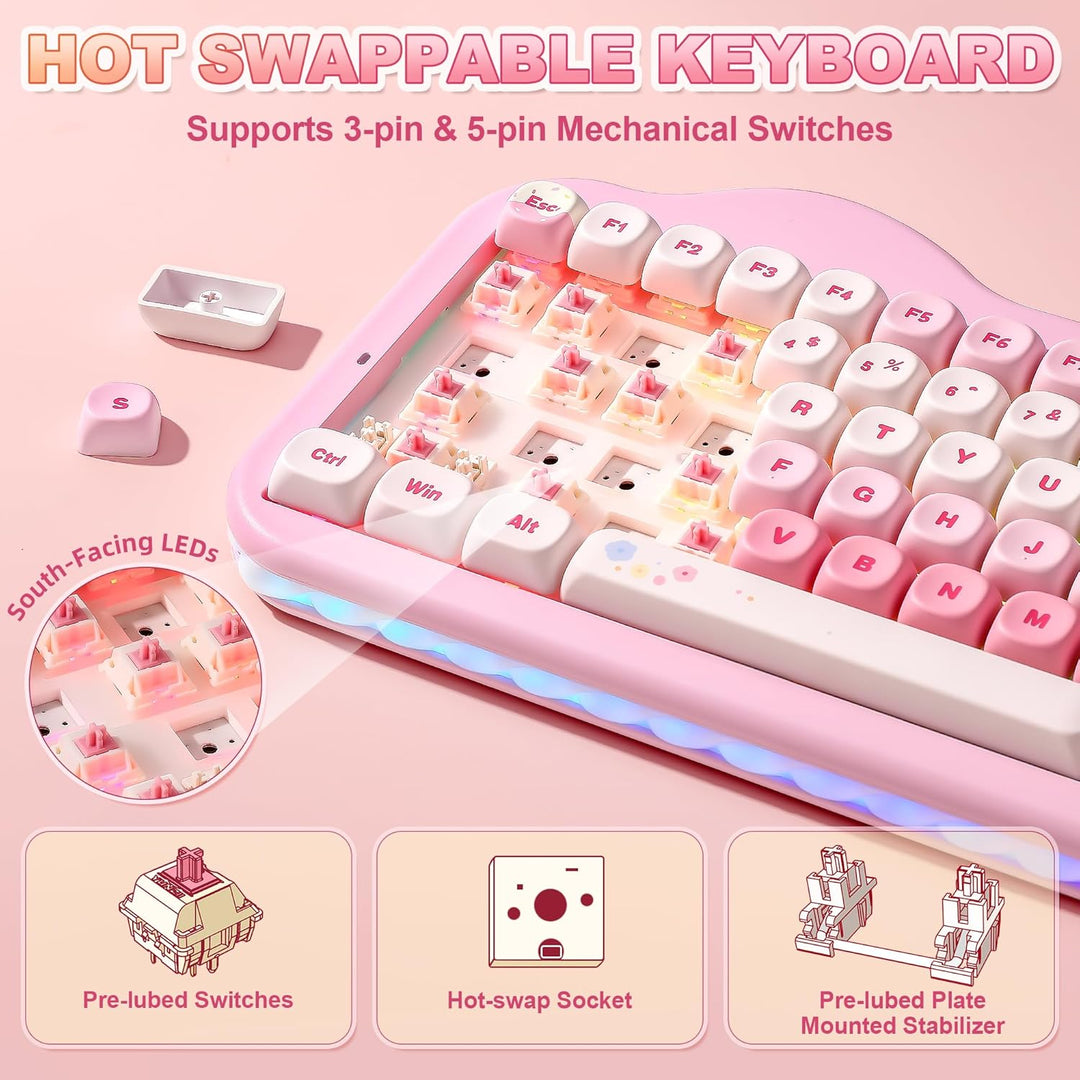 YUNZII Teclado Mecánico Inalámbrico C75, Diseño del 75%, NKRO Inter...