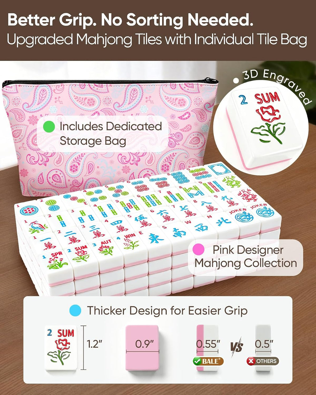 BALE ® Original American Mahjong Tile Set con Complete Game Accessories