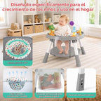 Centro de Actividades para Bebé 6 en 1, Mesa de Actividades Estacionaria para Estar de Pie (Gris)