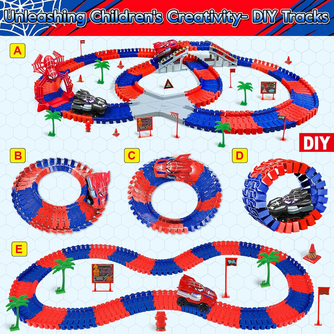 Juguetes de Spider para niños de 4 a 6 años, pista de carreras de 2...