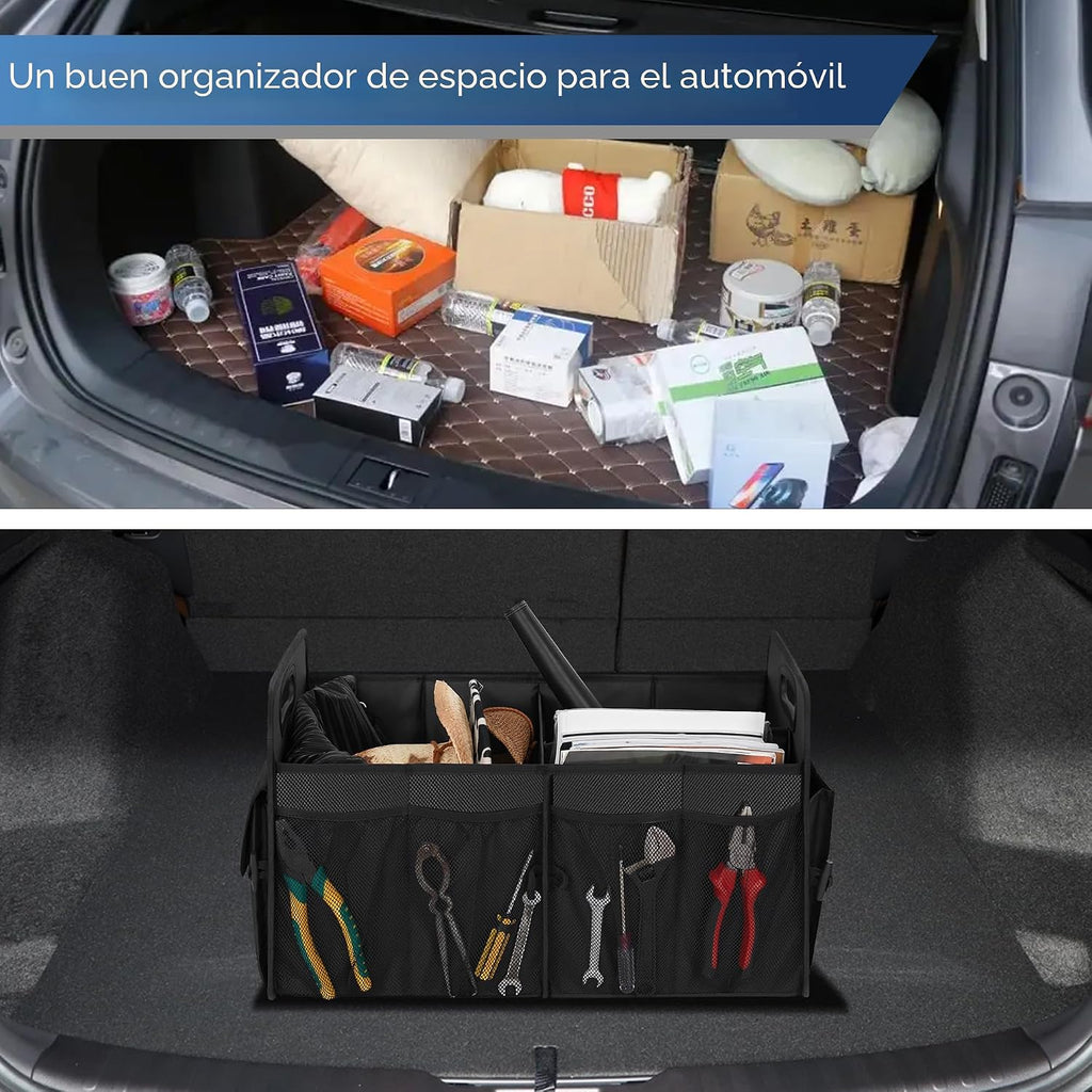 Organizador de maletero Femuar, organizador de almacenamiento con capacidad grande de 72L, impermeable, plegable y con 11 bolsillos, organizador de maletero para SUV/Jeep/Sedán, tamaño grande, negro